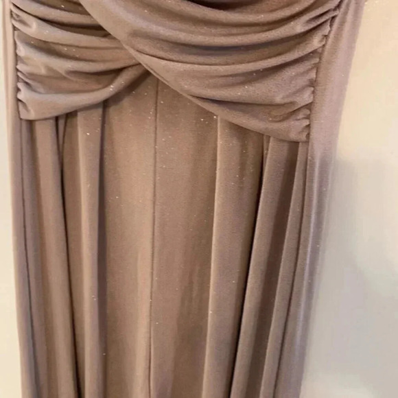Eliza J Twist Front Boat Neck Jumpsuit Taupe Glittery 4 - Picture 16 of 16